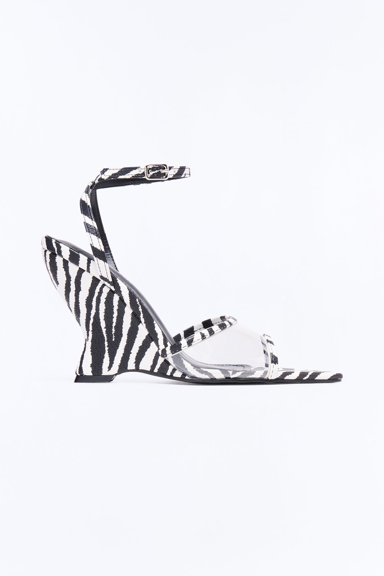Delfina Ankle Strap Wedges - Black/White