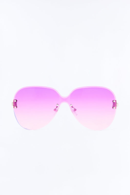 Hot Heart Breaker Sunglasses - Silver/Purple