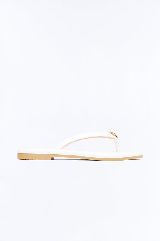 Kacee Stud Flip Flops - White