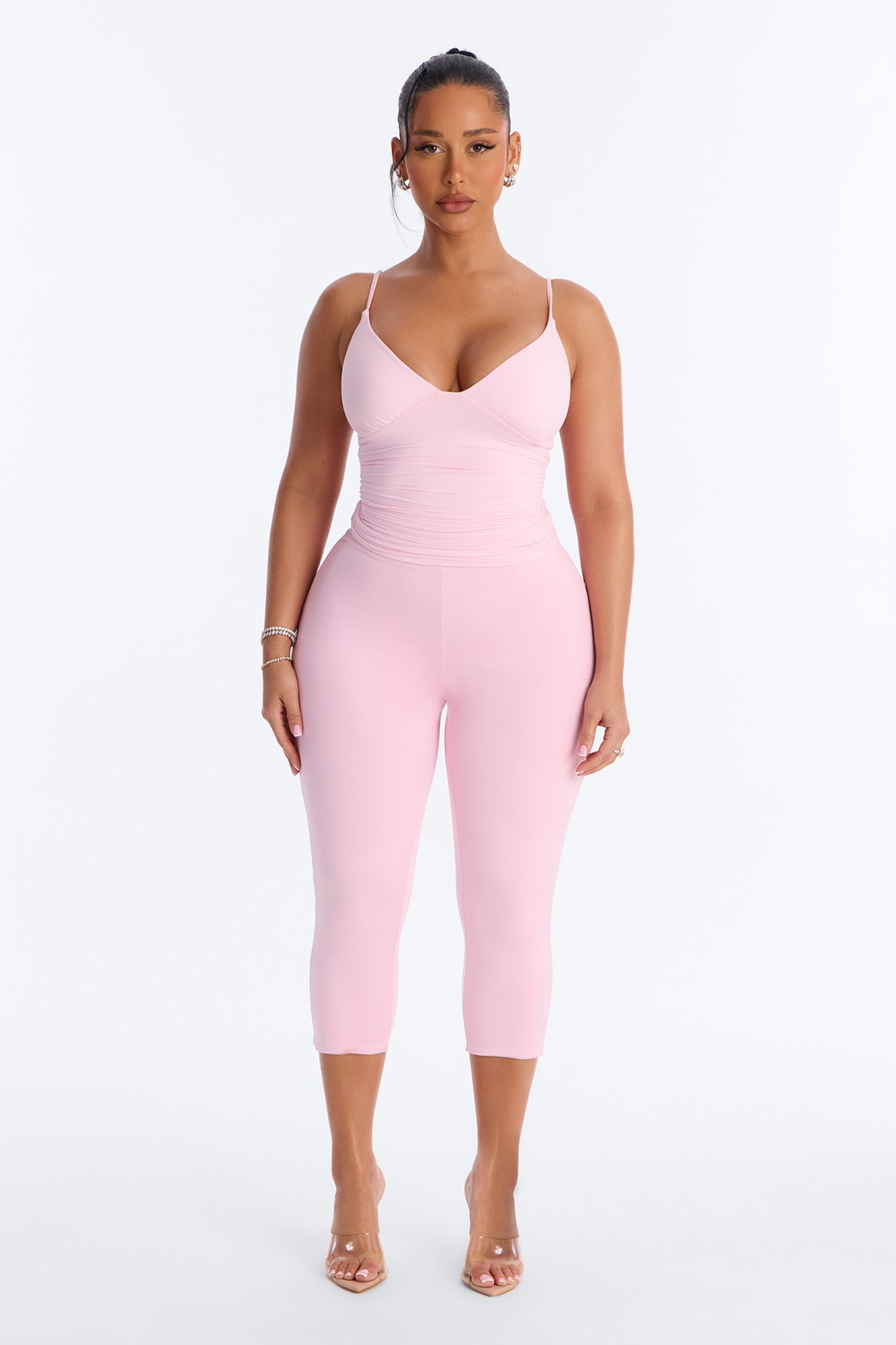 Second Skin Bra Pad V Neck Cami - Light Pink