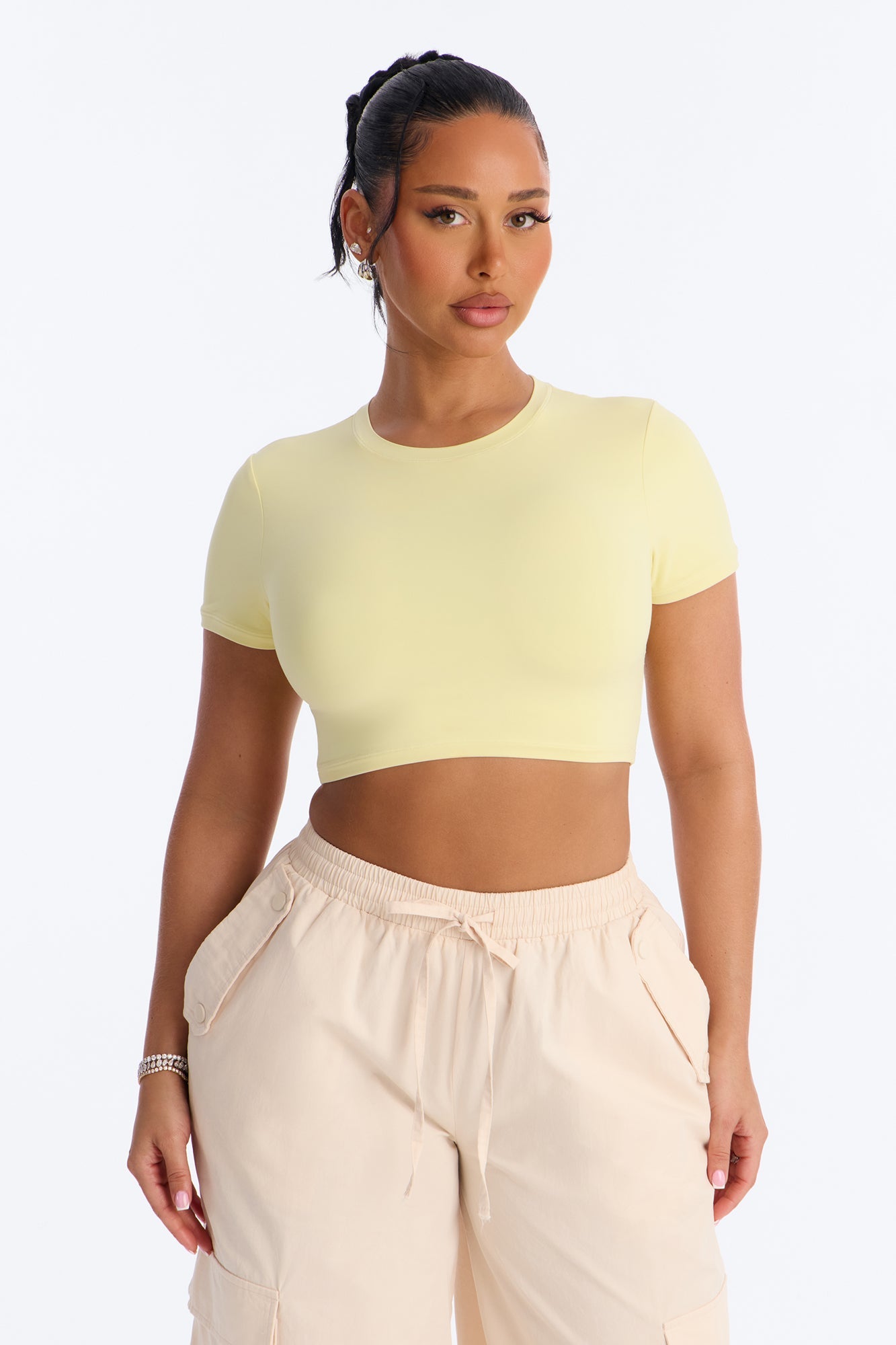 Second Skin Double Lined Super Cropped Tee - Yellow
