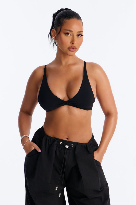 Second Skin Deep V Neck Bra Top - Black