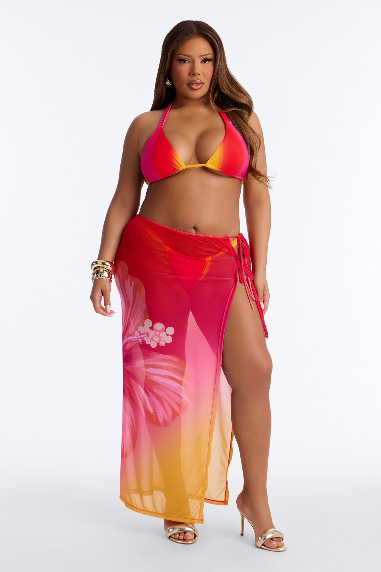 Sunkissed Paradise 3 Piece Bikini Set - Orange/combo