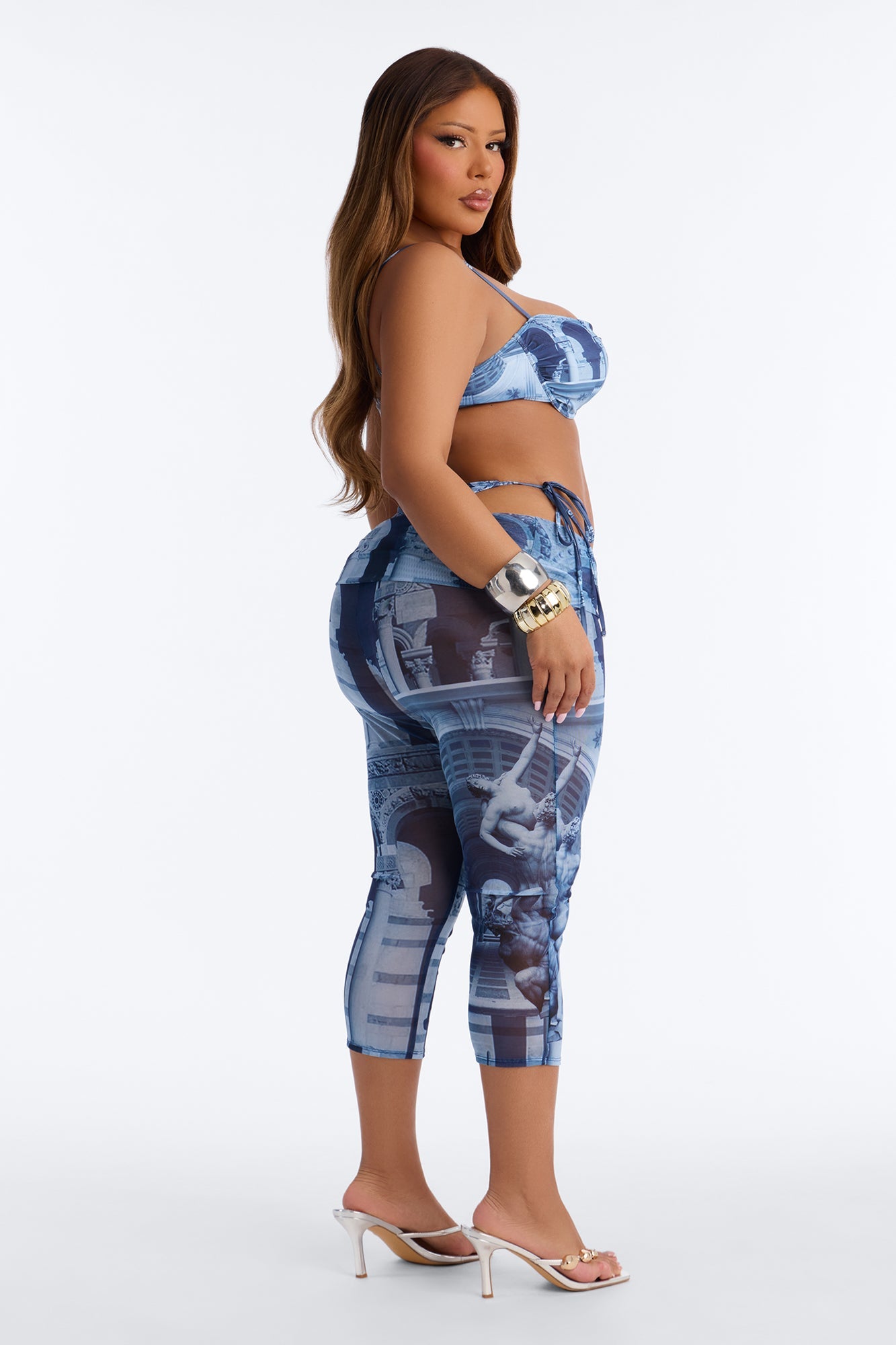 Stand By The Pier Sheer Novelty Swim Cover Up Capri Pants - Navy