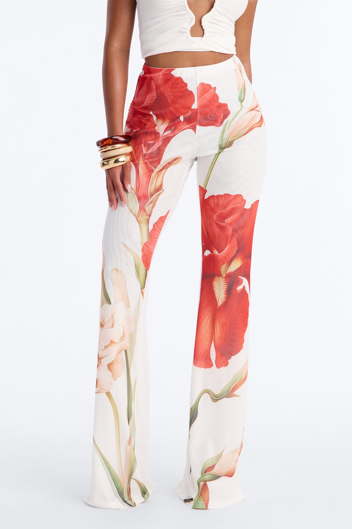 Taylor Double Mesh Skinny Flare Pant - White/combo