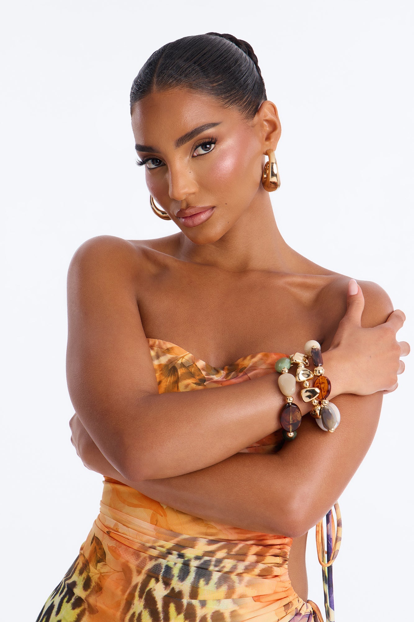 Joyce Jeweled Stretch 3 Piece Bracelet Set - Multi Color