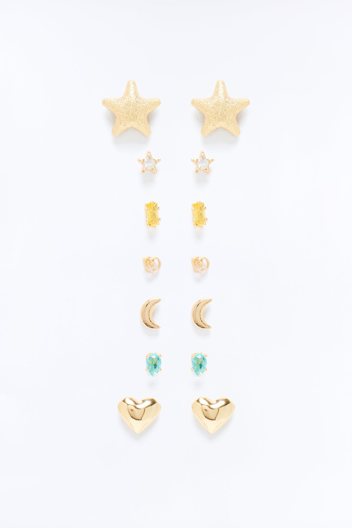 Stars And The Moon 7 Pair Multi Earring Set - Gold/combo