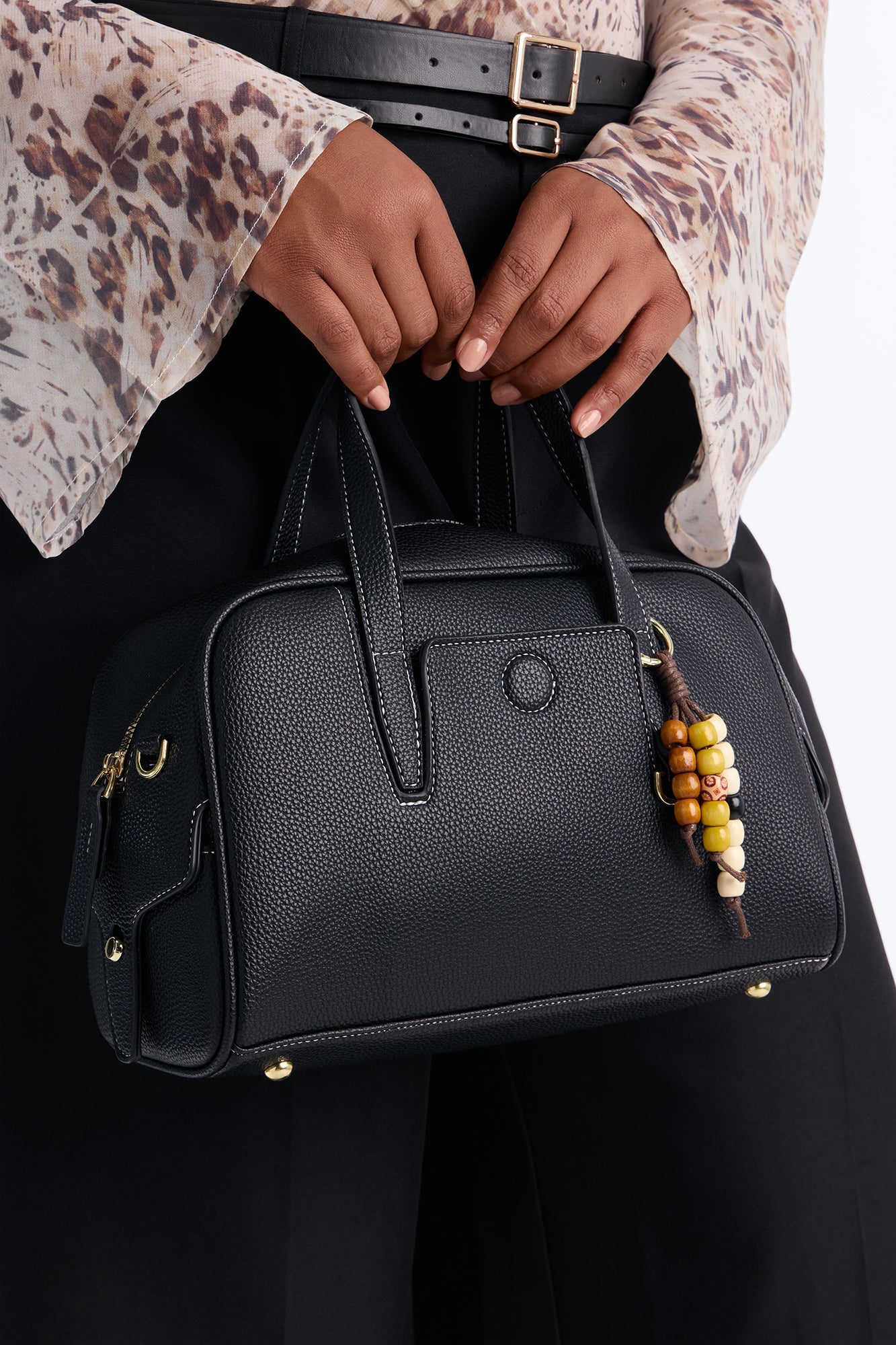 New Must Faux Leather Satchel Bag - Black