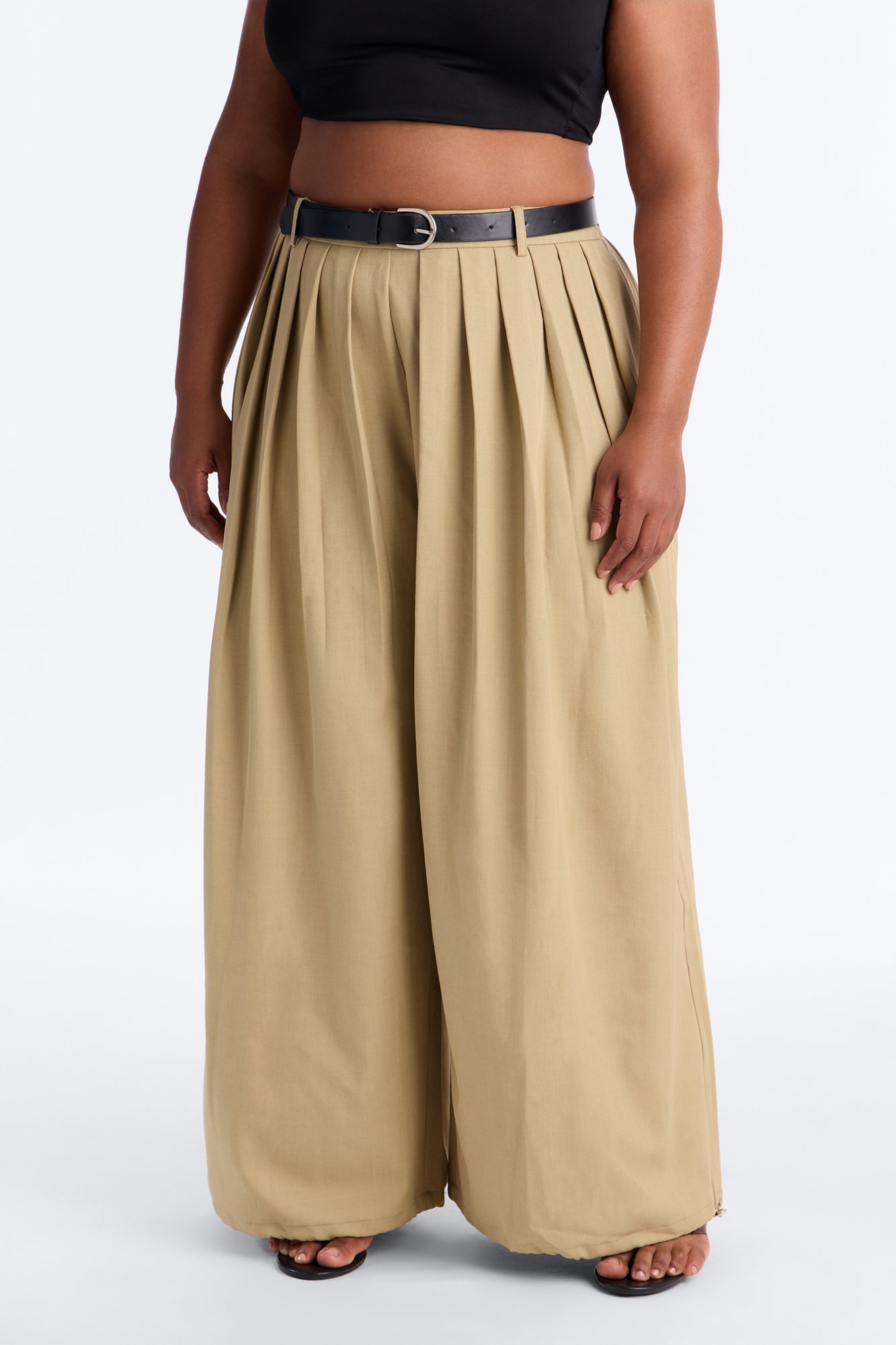 Gemma High Rise Belted Jogger - Khaki
