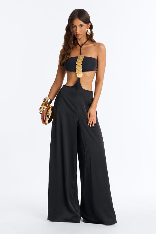 Belenia Satin Jumpsuit - Black