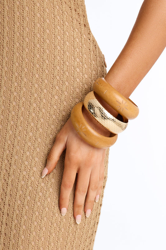 Arizona 3 Piece Bracelet Set - Brown/combo Fashion Nova