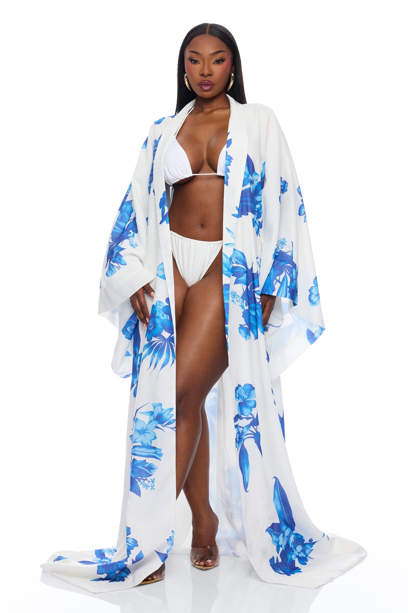 In The Cabana Kimono Maxi Dress - Blue/combo