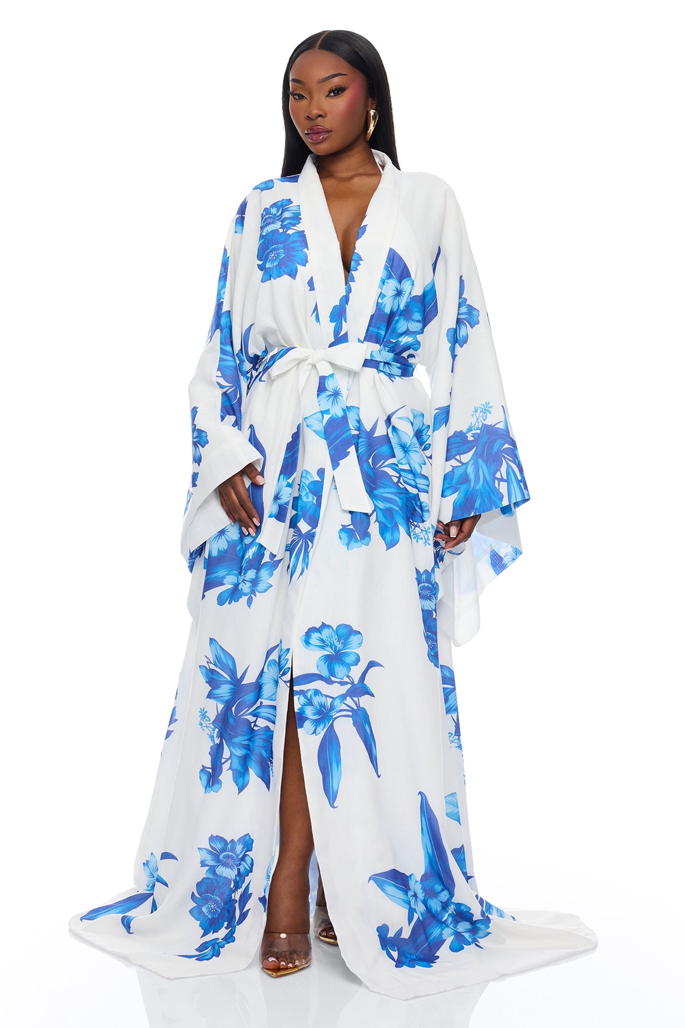 In The Cabana Kimono Maxi Dress - Blue/combo