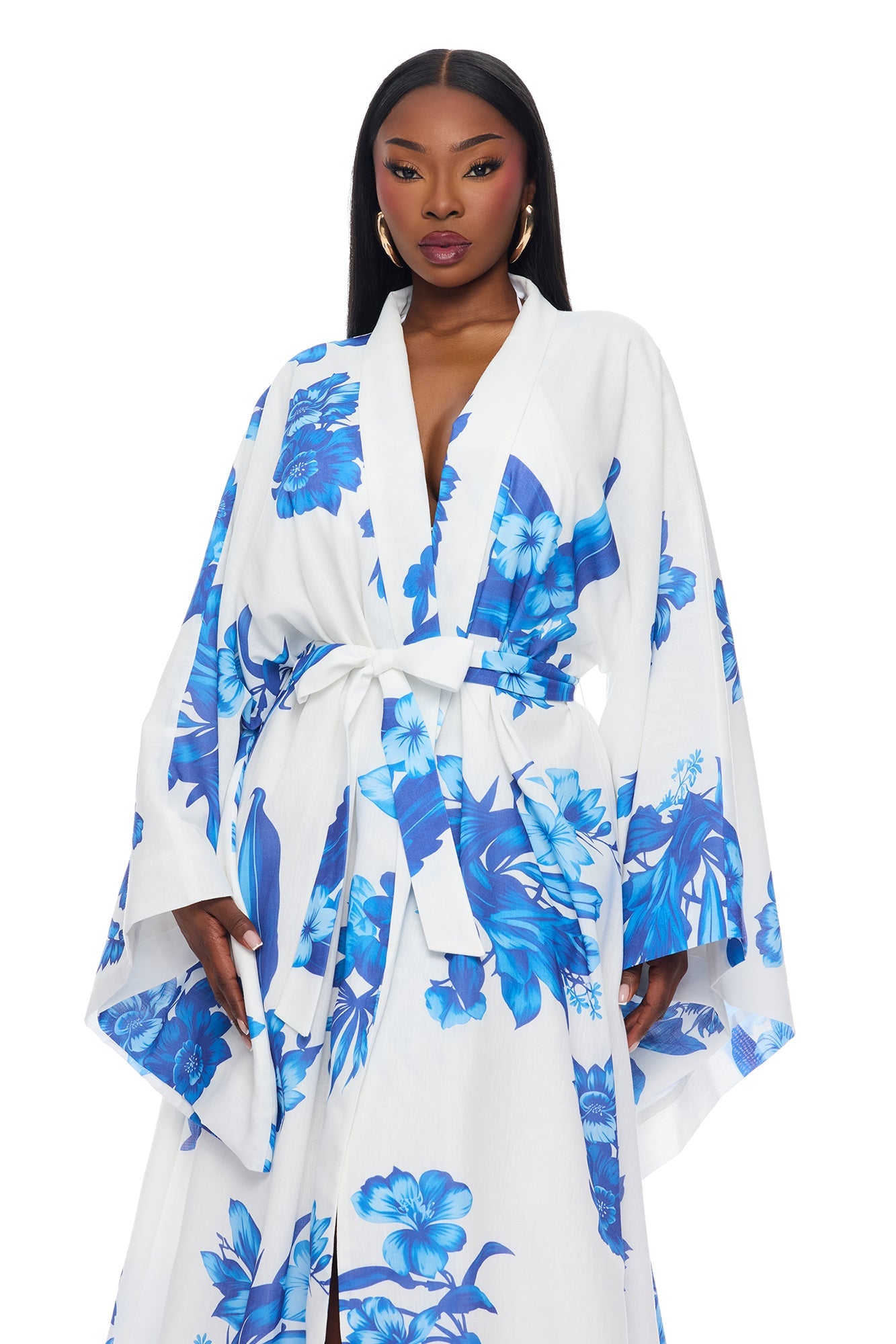 In The Cabana Kimono Maxi Dress - Blue/combo