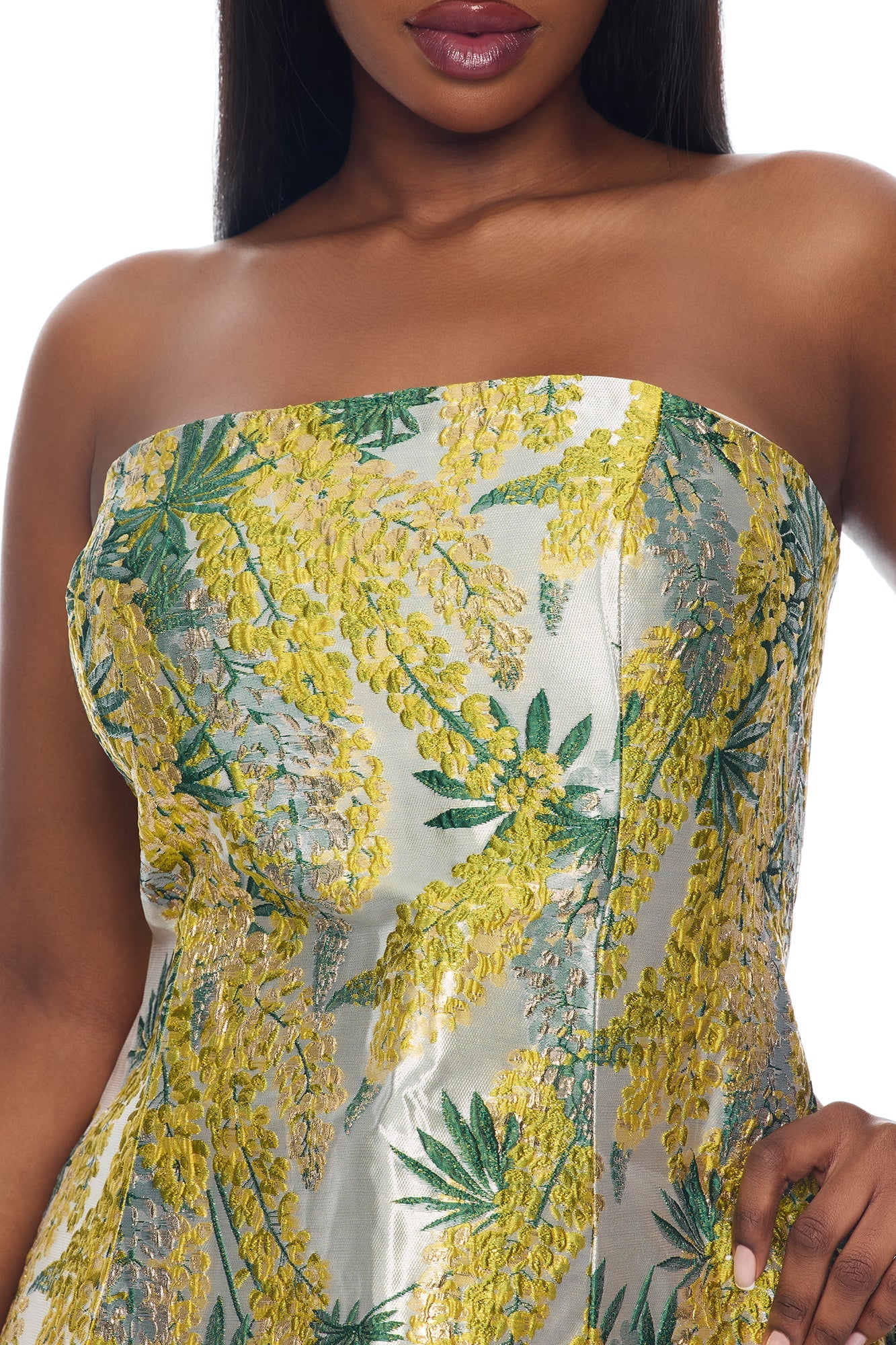 Sierra Flared Jacquard Mini Dress - Yellow/combo