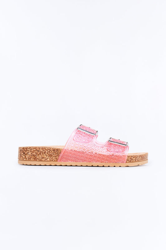 Drina Buckle Jelly Slides - Pink