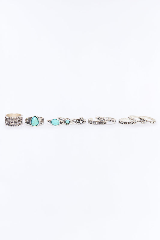 Jordina 10 Piece Multi Ring Set - Turquoise