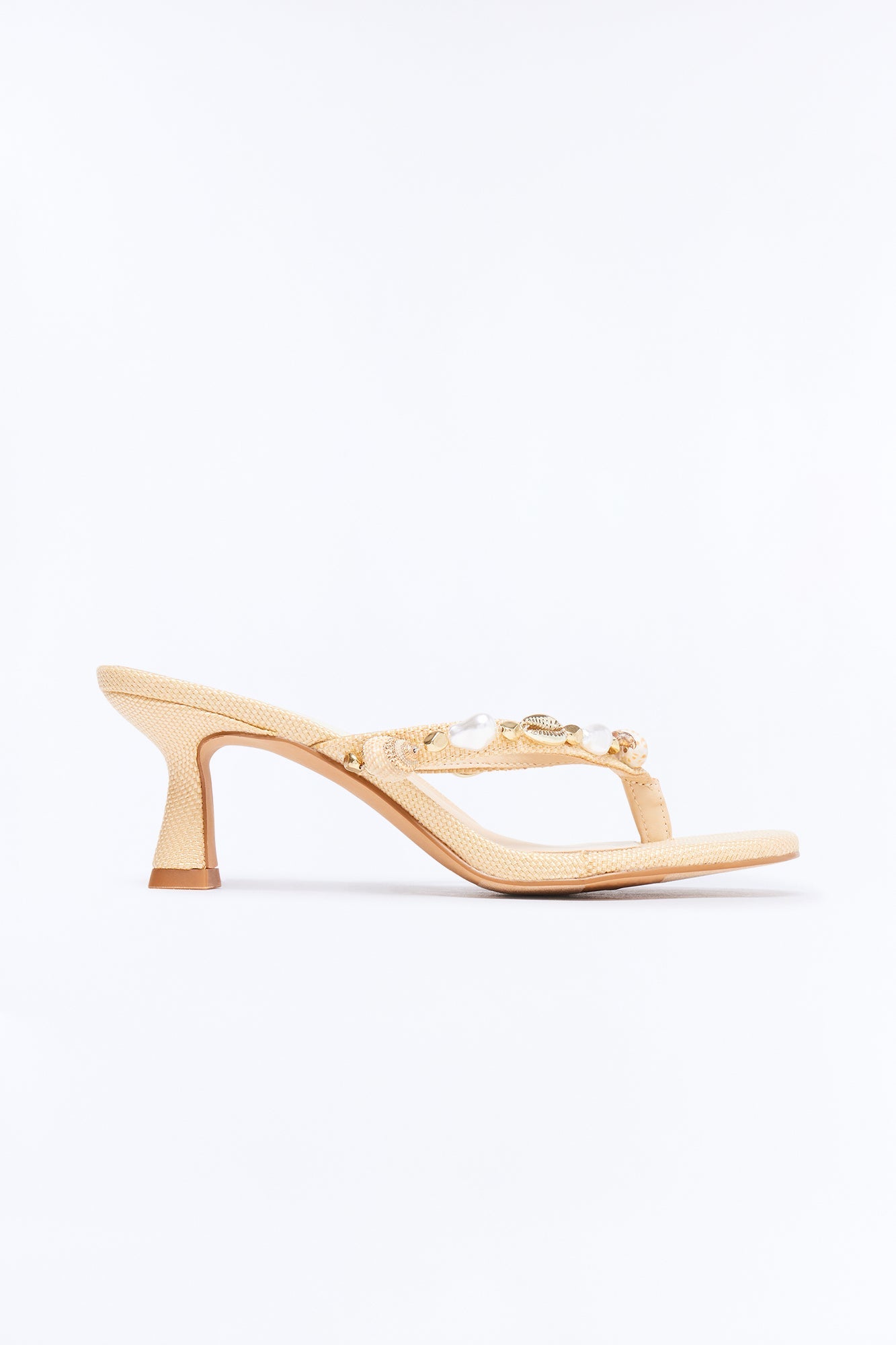 Dolce Vita Daksie Raffia Thong Heels - Natural