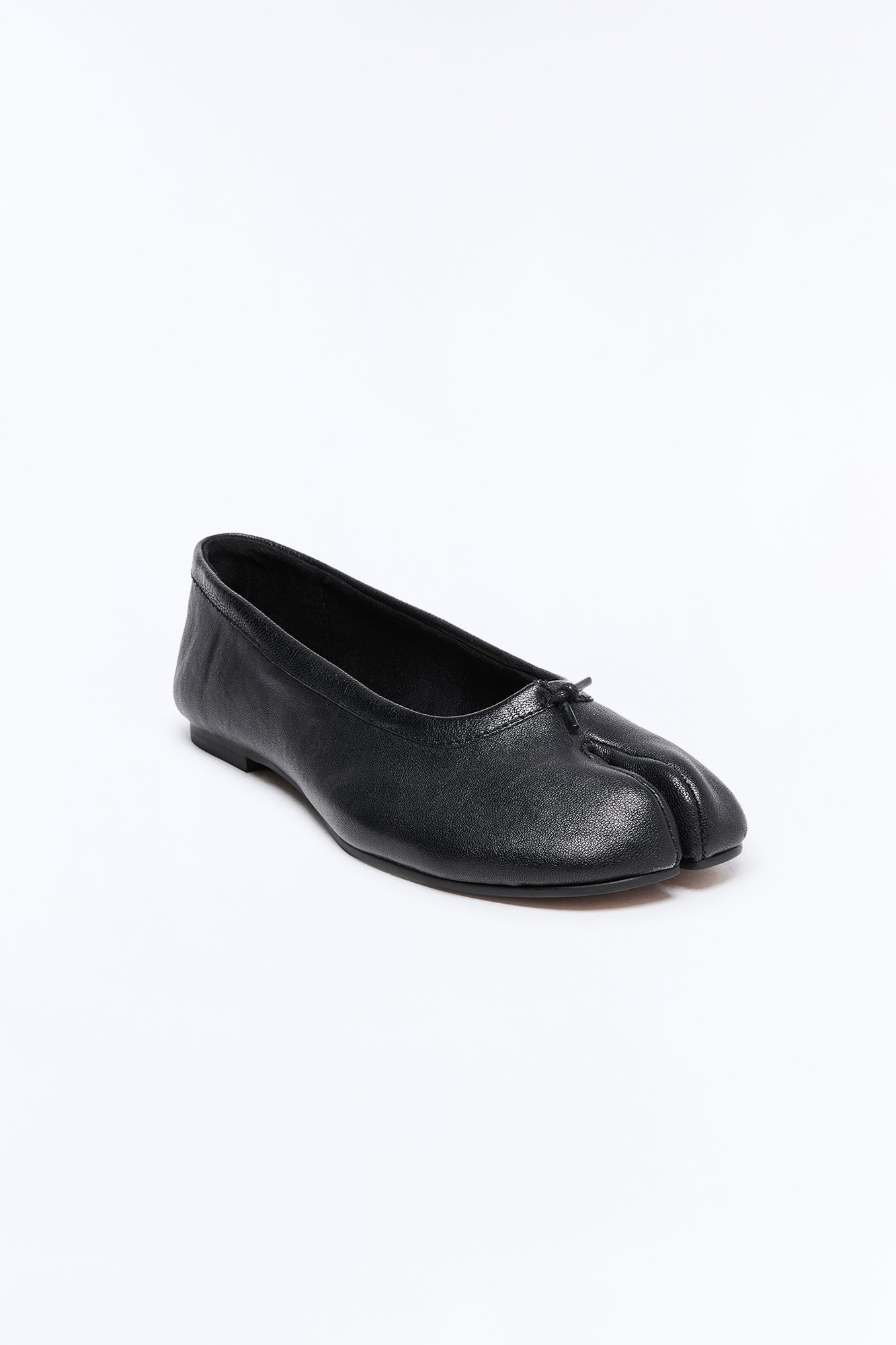Steve Madden Calico Black Leather Split Toe Tabi Ballet Flat - Black