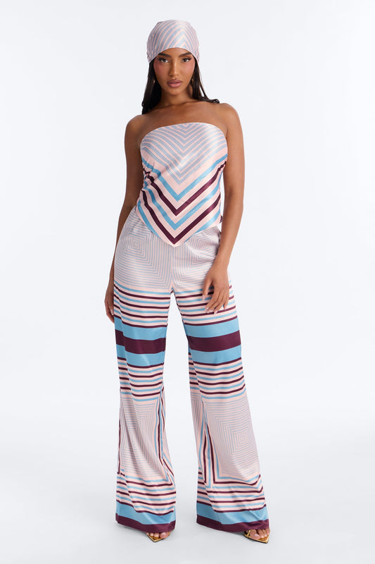 Catalina Satin 3 Piece Pant Set - Pink/combo