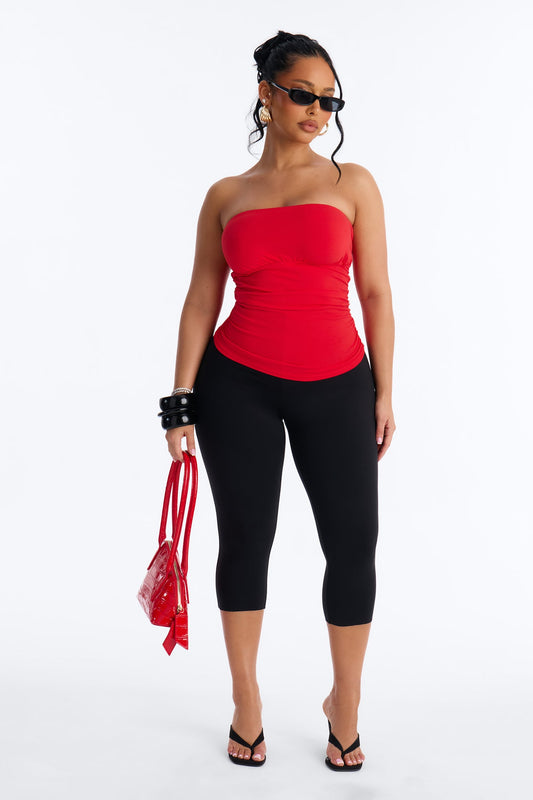 Brianna Ruched Tube Top - Red