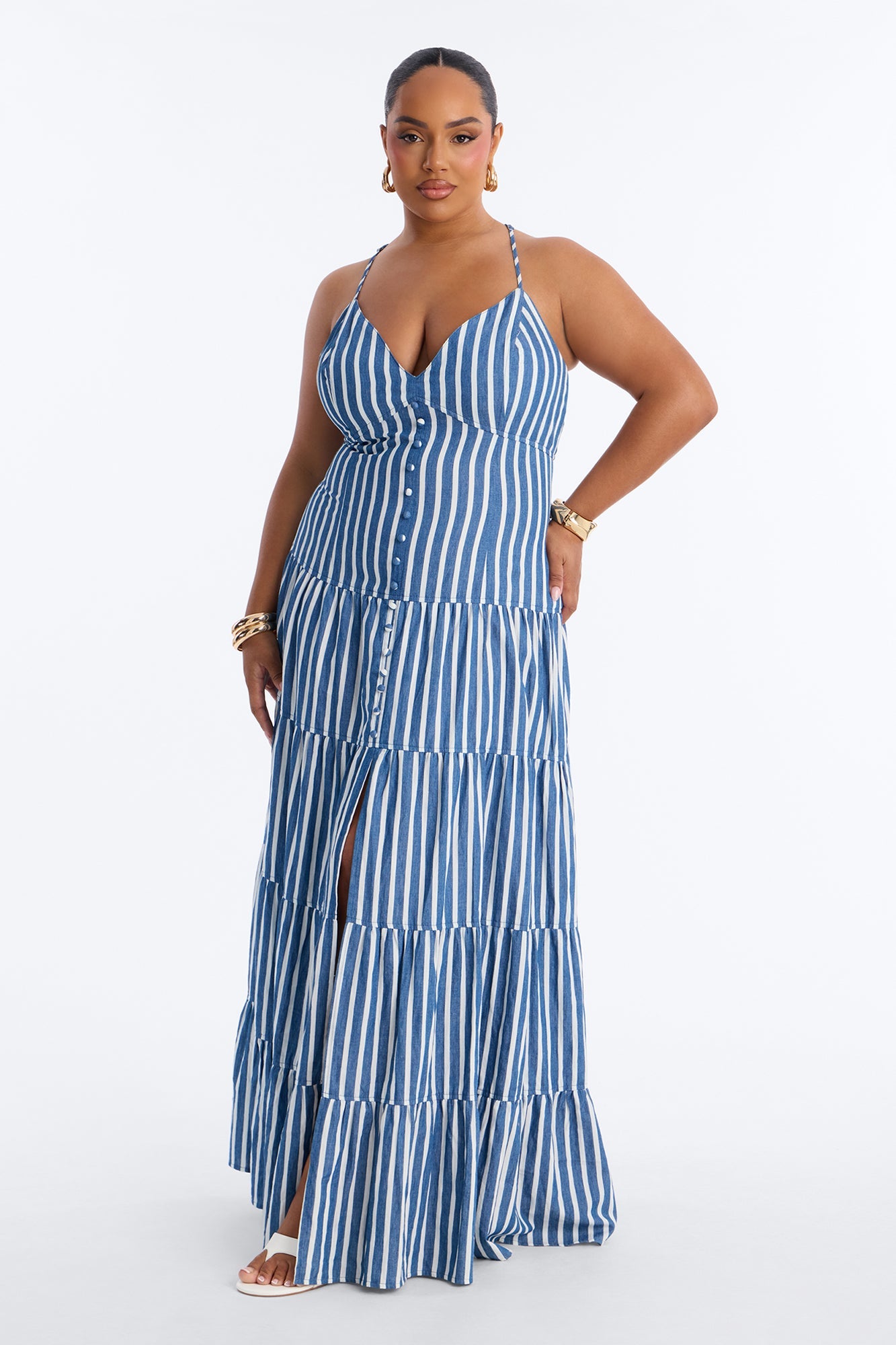 Olivia Striped Maxi Dress - Blue/combo