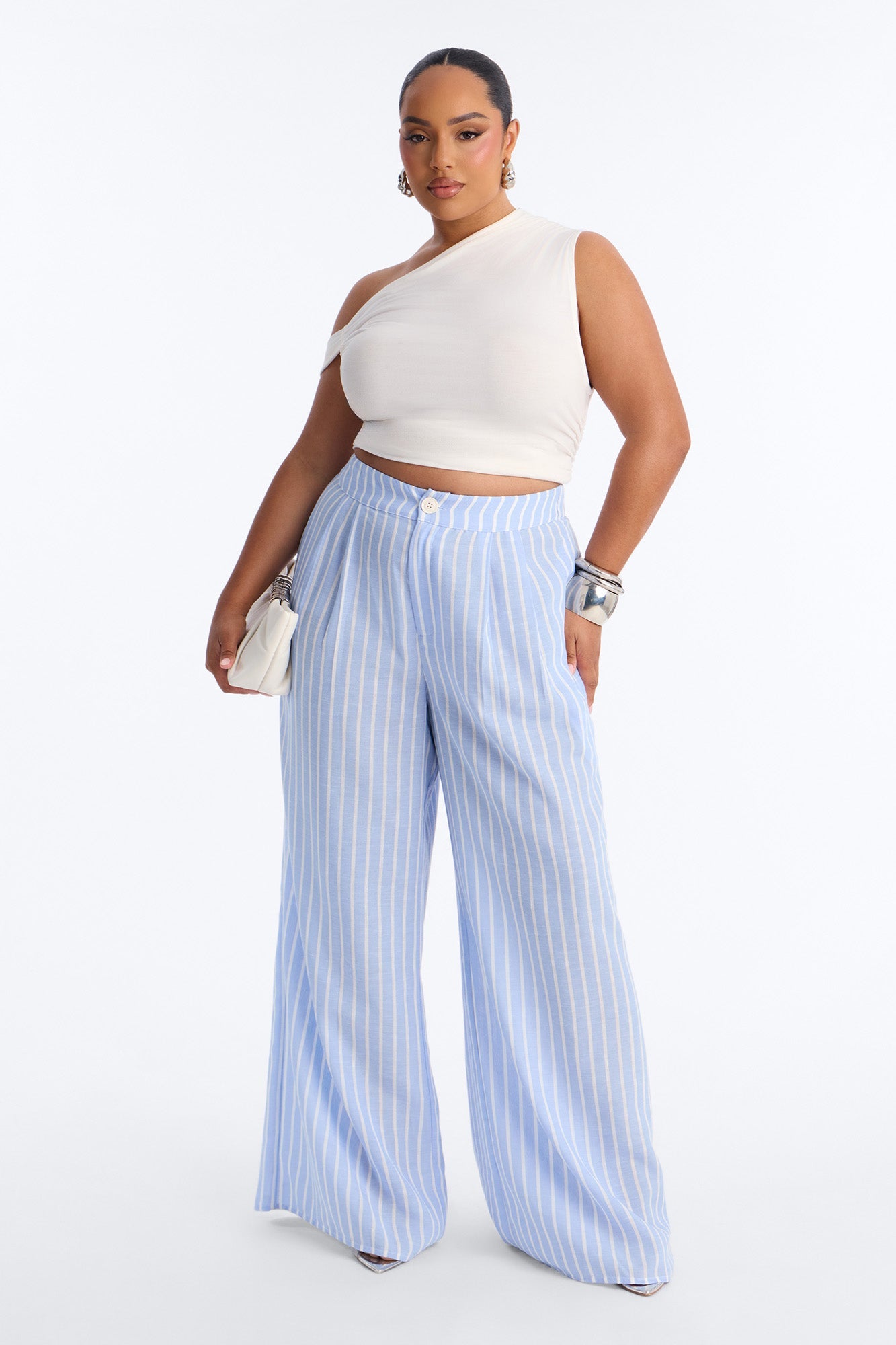 Ella Striped Linen Pant - Blue
