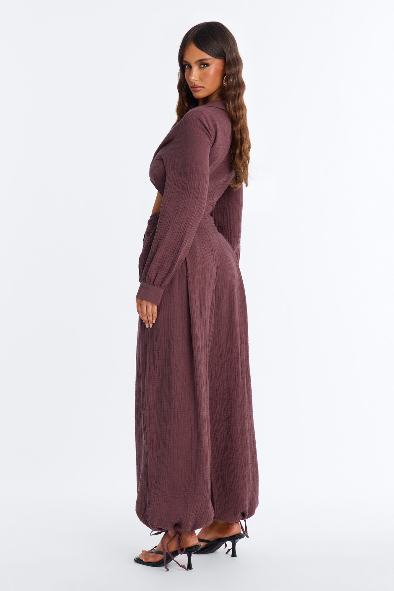 Bianca Gauze Jogger Set - Chocolate