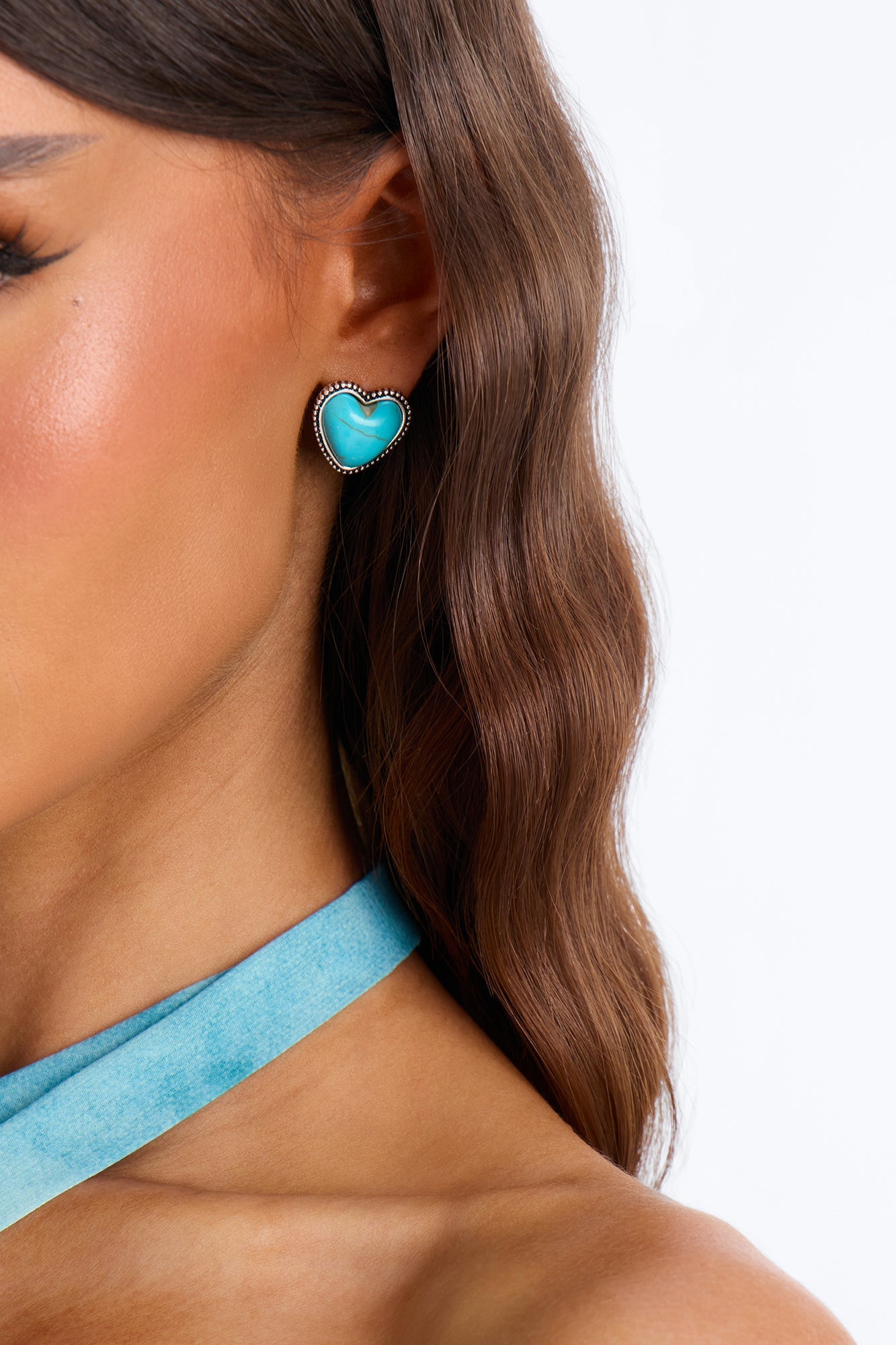 Deep Love Stud Earrings - Turquoise Fashion Nova
