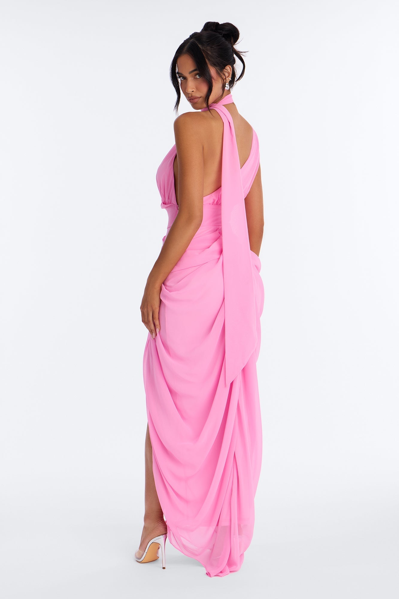 Main Character Ruched Chiffon Gown - Light Pink Fashion Nova