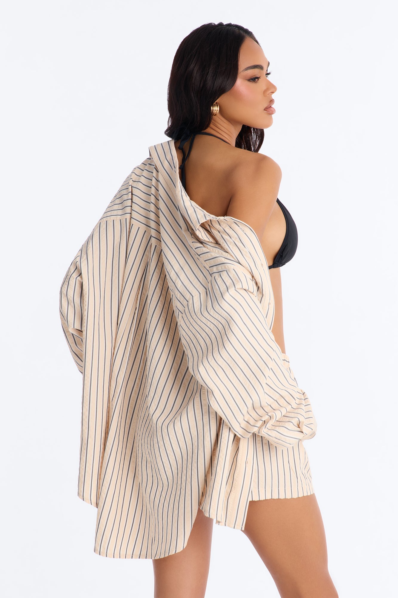 Aubrey Textured Striped Short Set - Yellow/combo