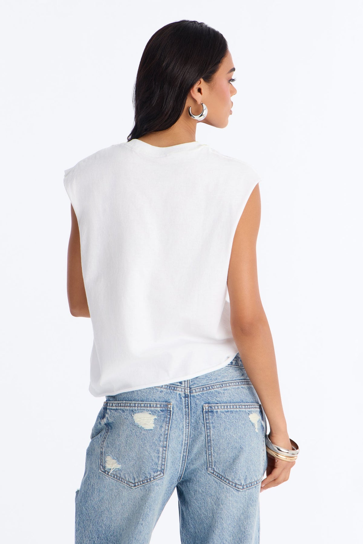Saints Crop Muscle Tank - White