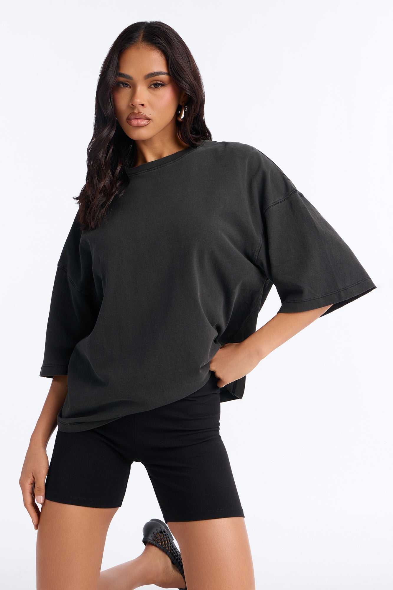 London Washed Oversized Short Sleeve T-Shirt - Black