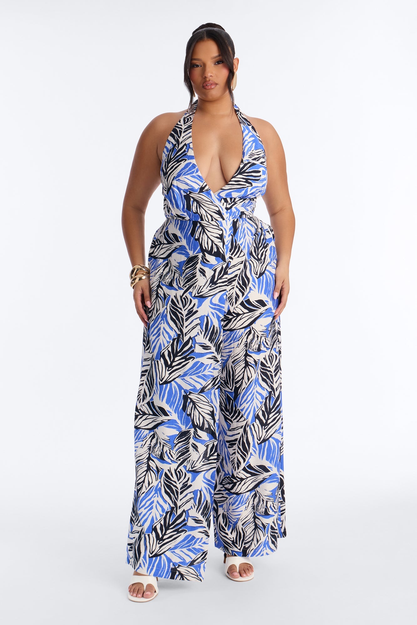 Tropic Haze Halter Jumpsuit - Blue/combo