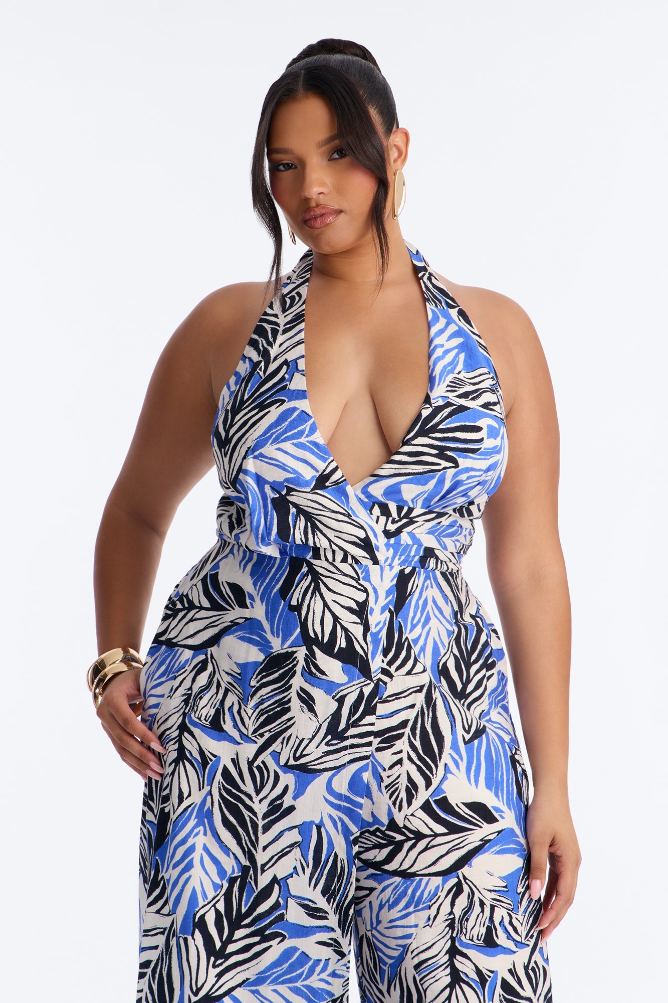 Tropic Haze Halter Jumpsuit - Blue/combo