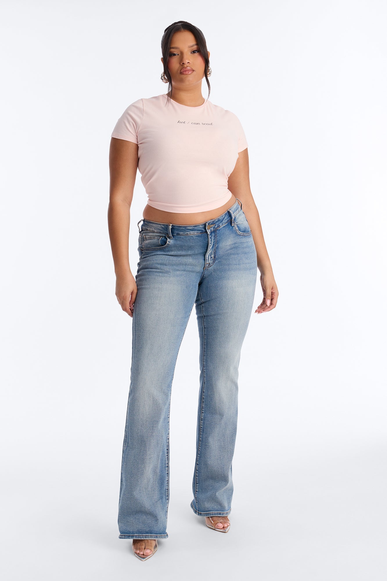 Hot Can Read Baby Tee - Light Pink