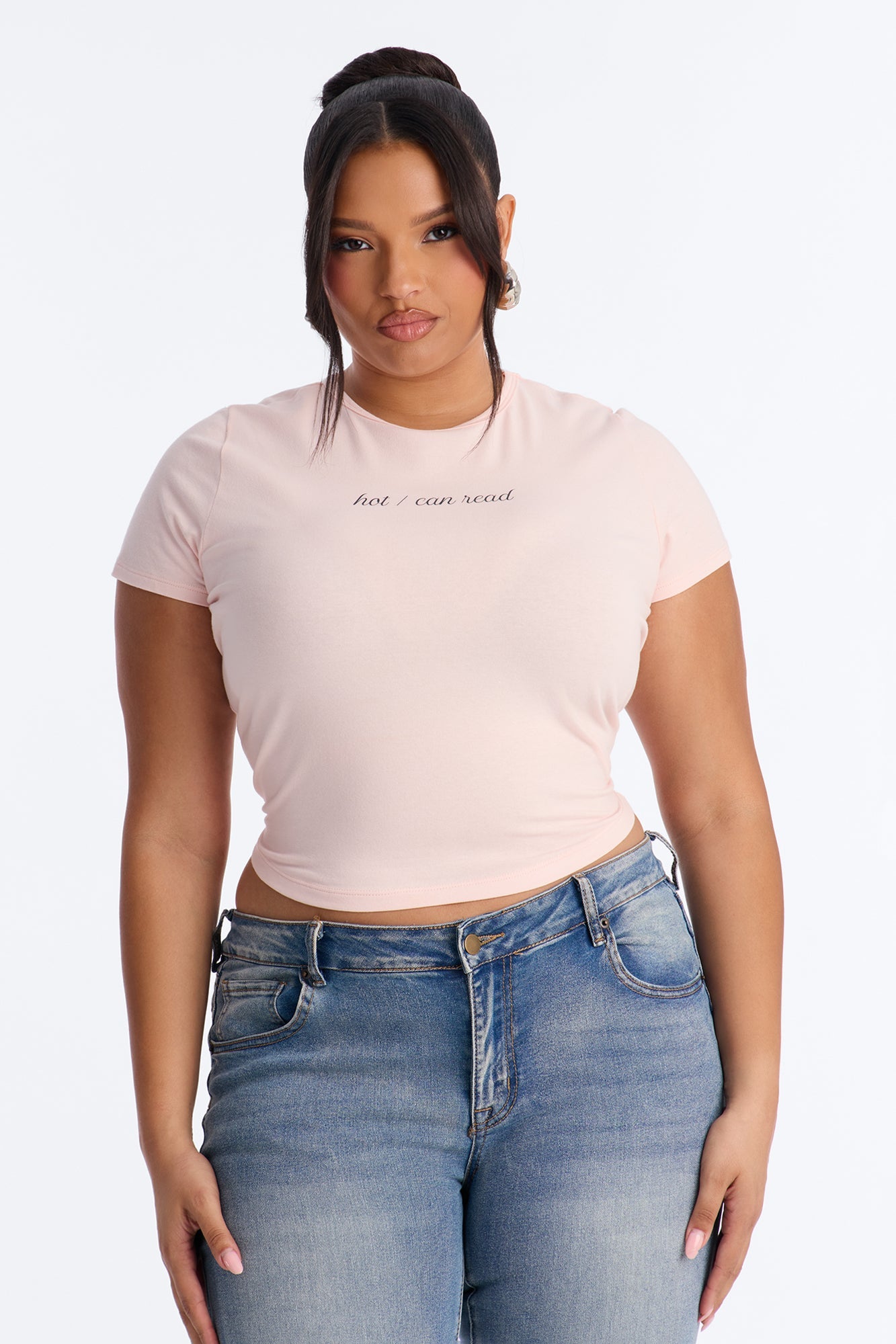 Hot Can Read Baby Tee - Light Pink