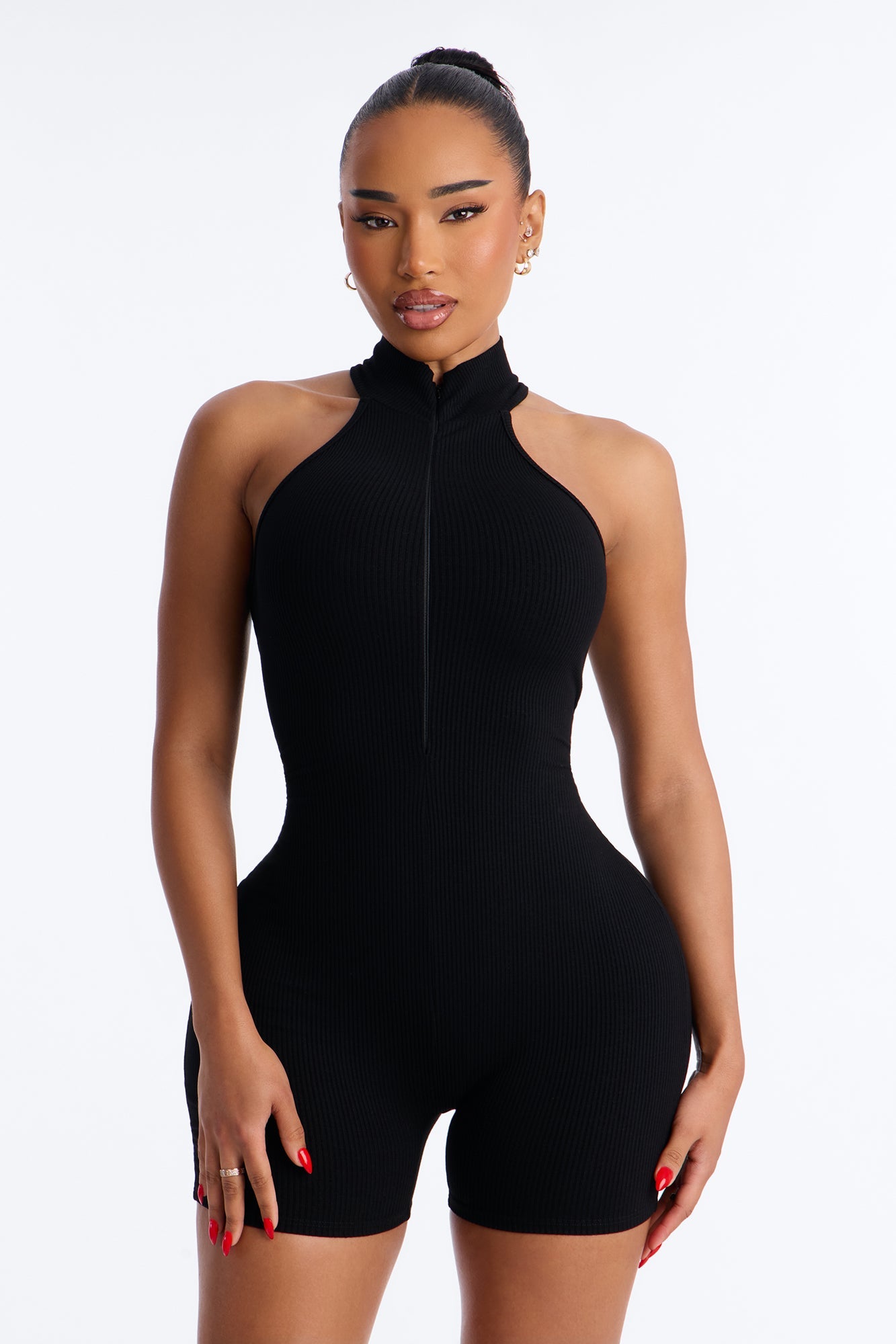 Mariana Zip Snatched Romper - Black