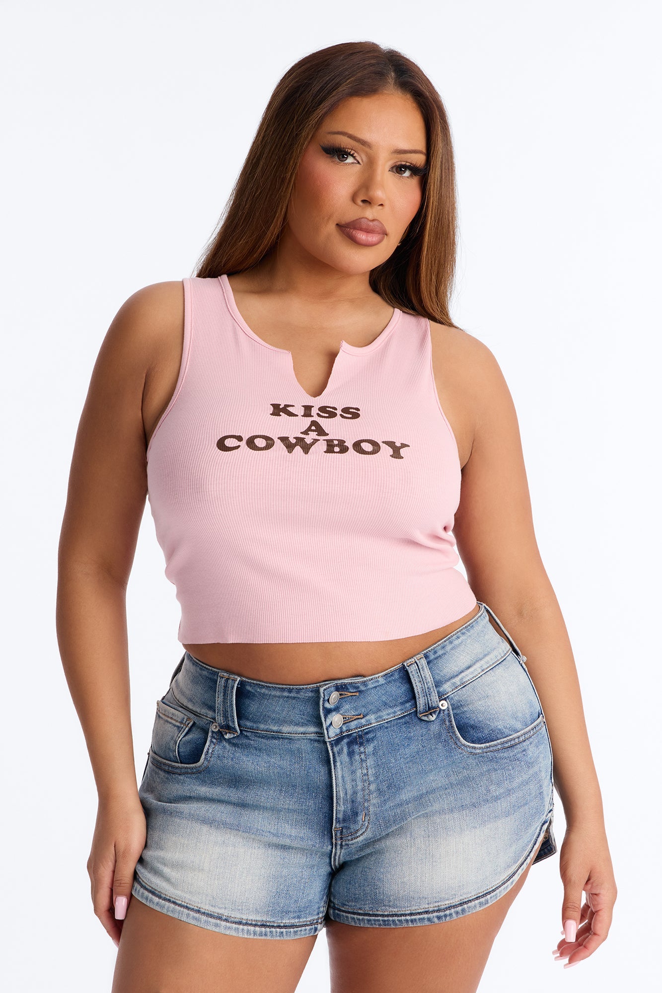 Kiss A Cowboy Tank - Pink