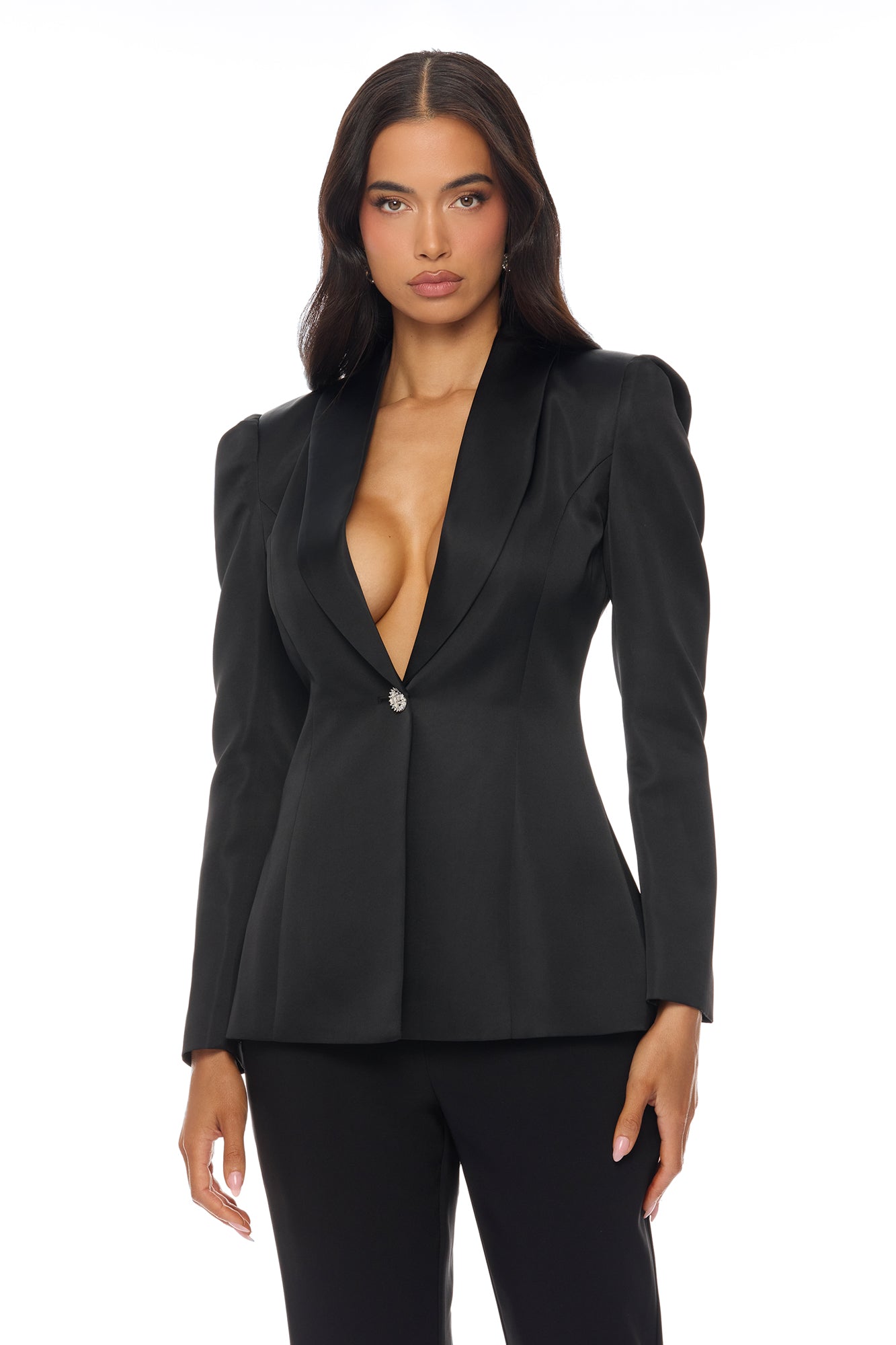 Hallie Pleated Blazer Pant Set - Black