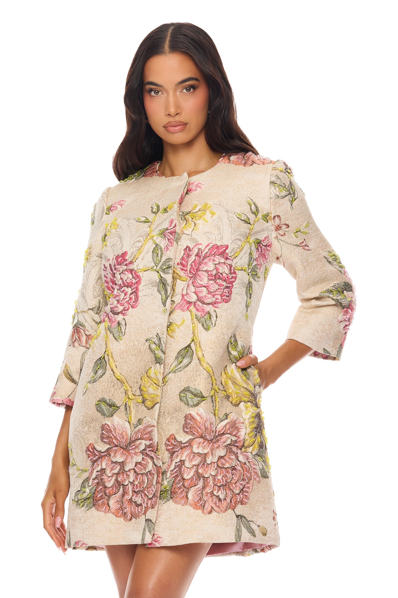Riannon Jacquard Jacket - Taupe