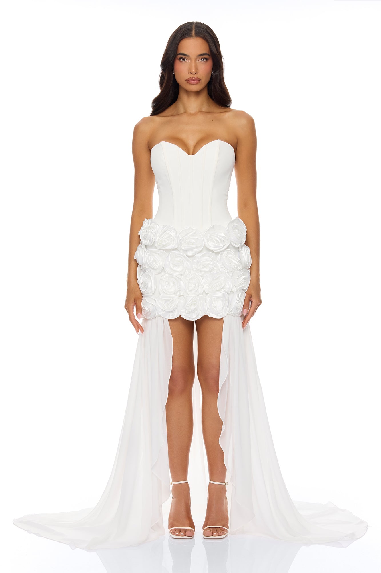 Alessia Floral Applique Maxi Dress - White