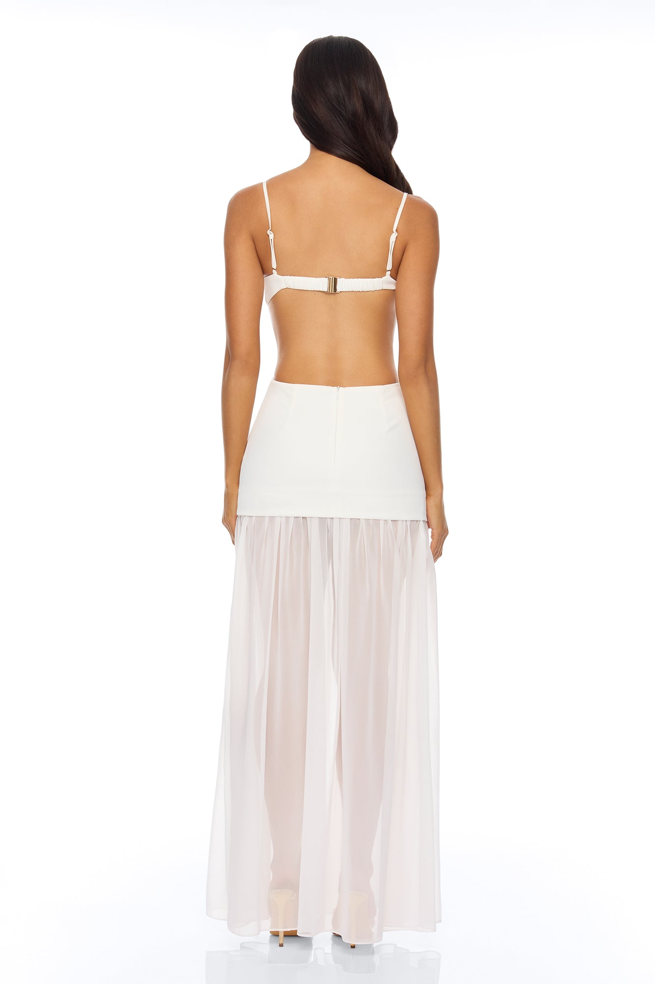 Cherry Blossom Backless Maxi Dress - White