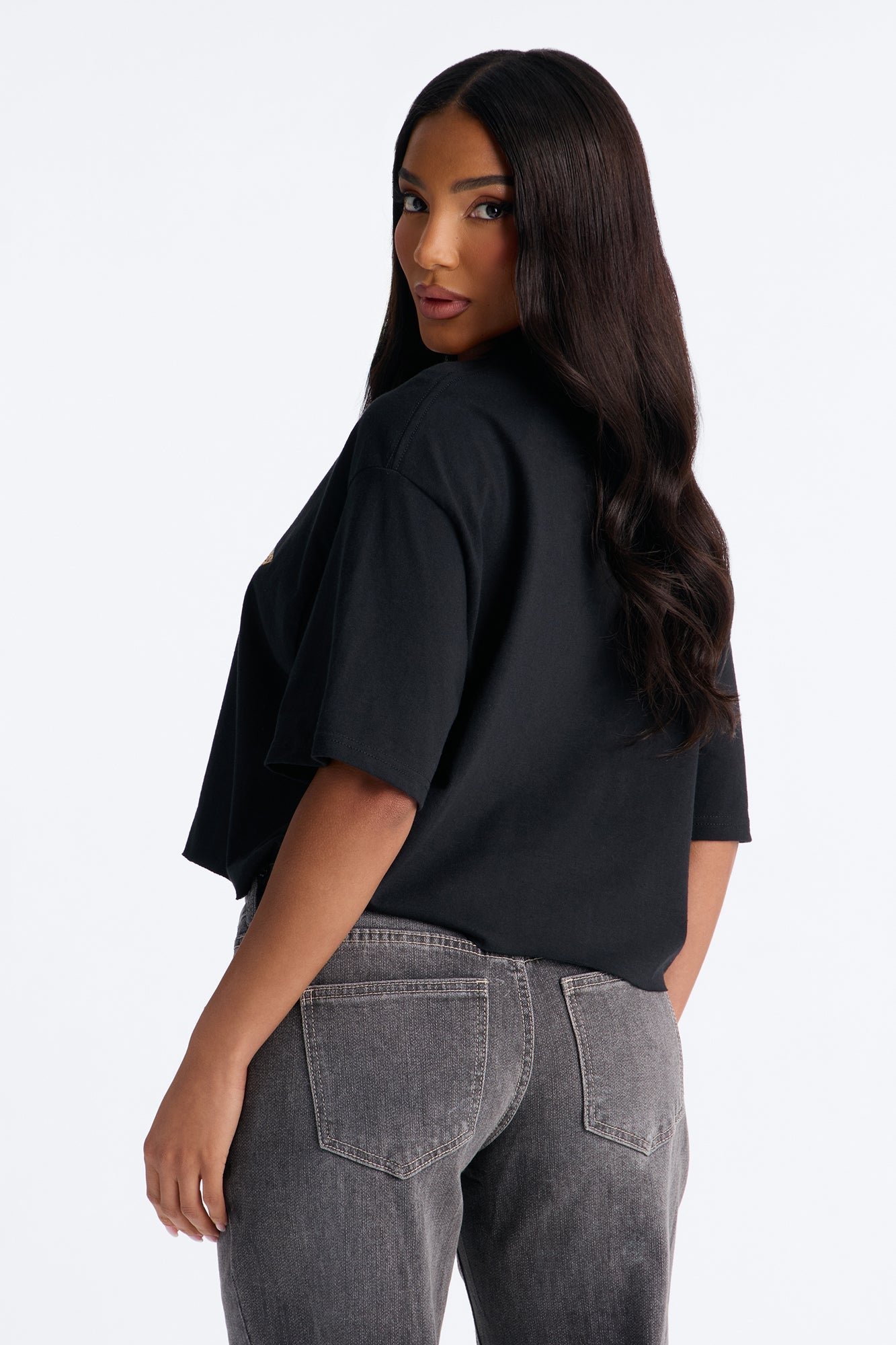 Leopard Star Chest Tee - Black