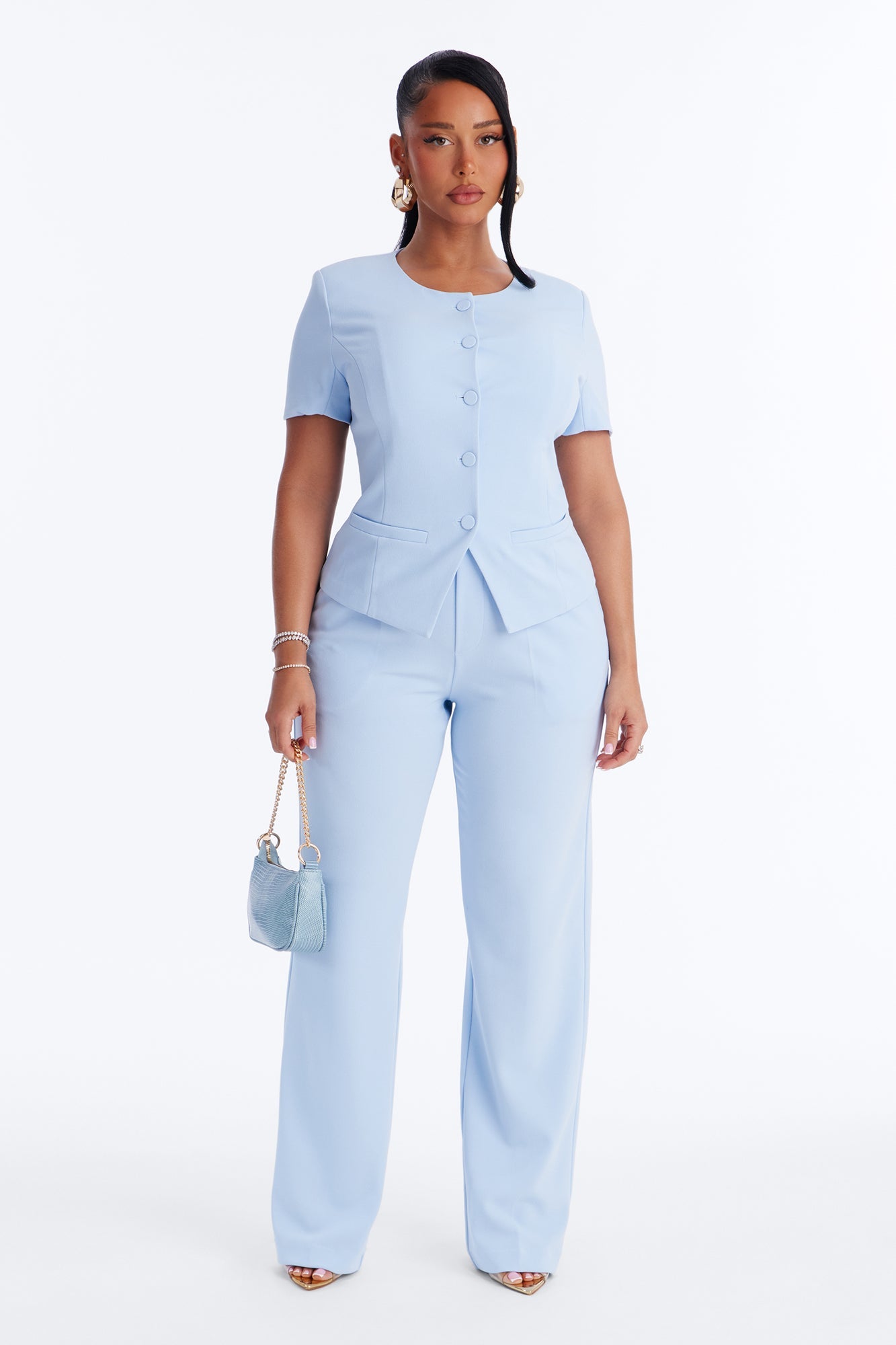 Mission Accomplished Short Sleeve Blazer - Light Blue
