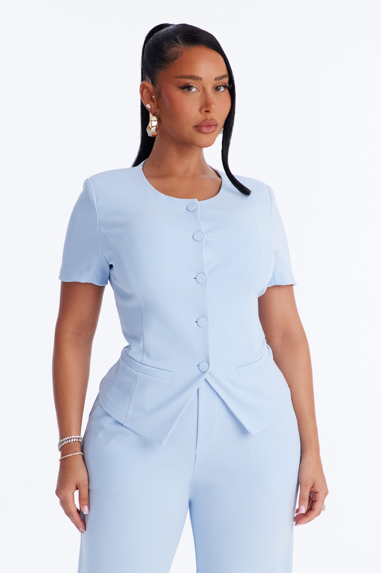Mission Accomplished Short Sleeve Blazer - Light Blue