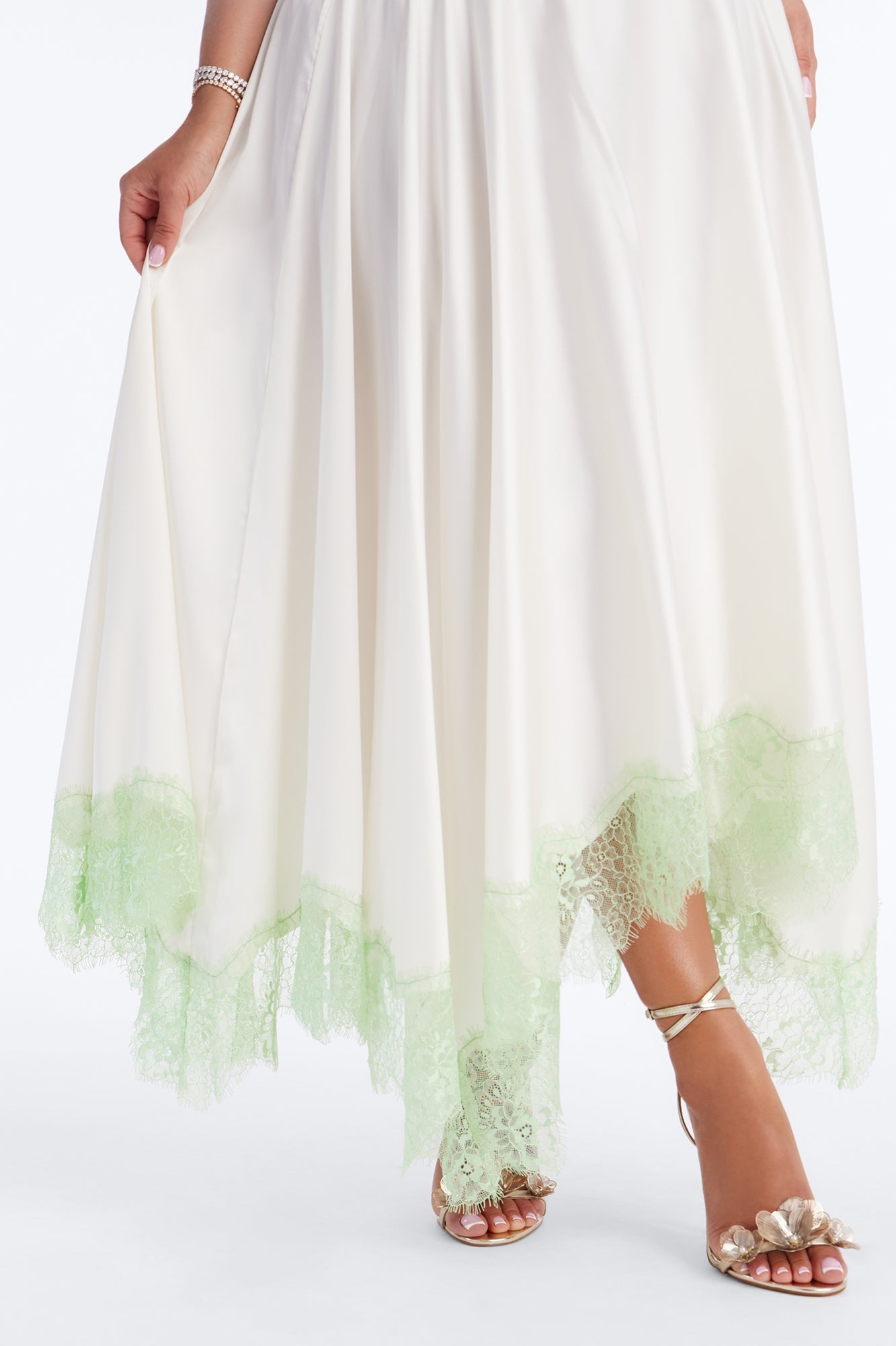 We Can Dance Satin Maxi Skirt Set - Off White