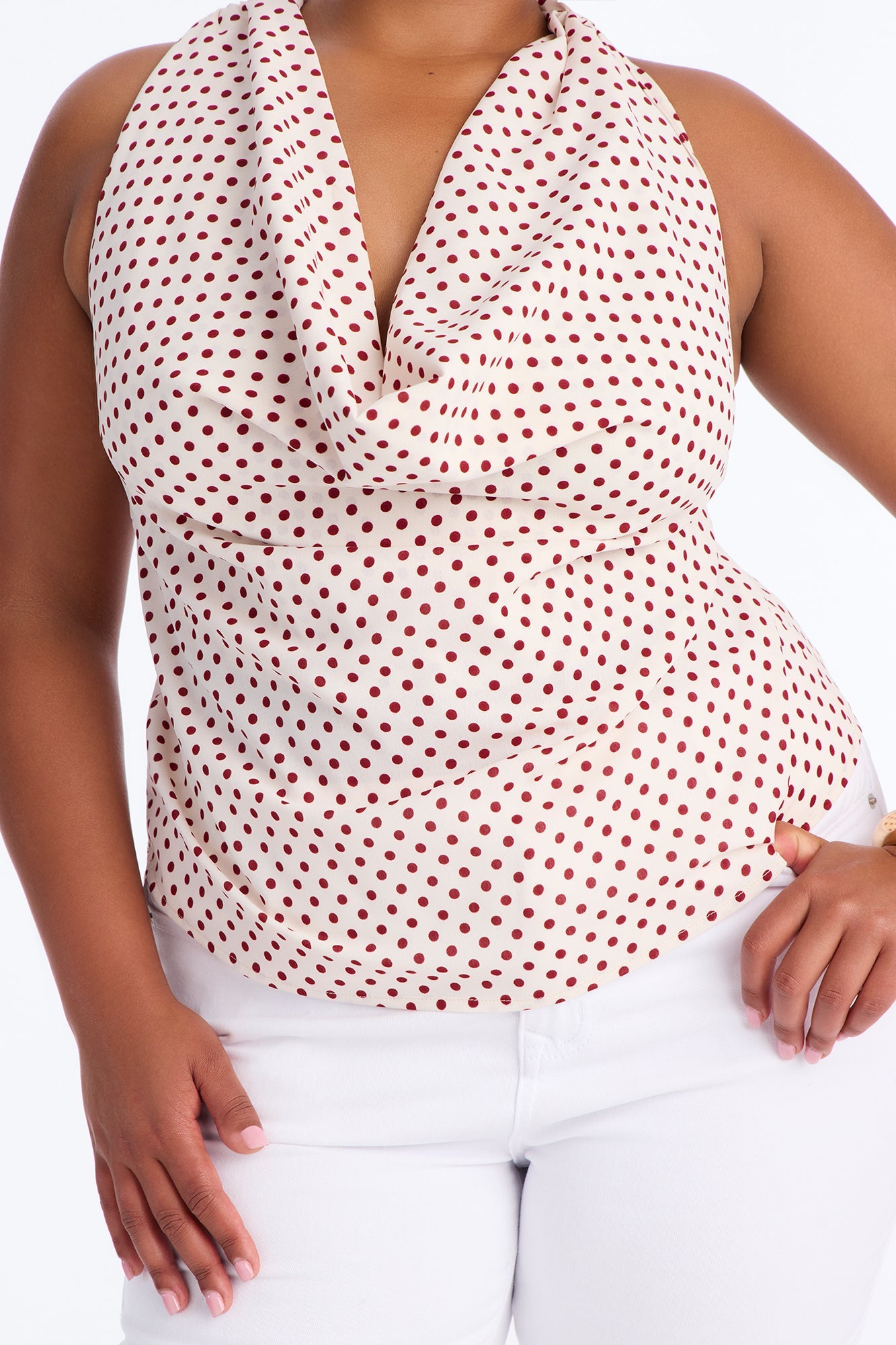 Tea Party Princess Polka Dot Airflow Halter Top - Cream/combo