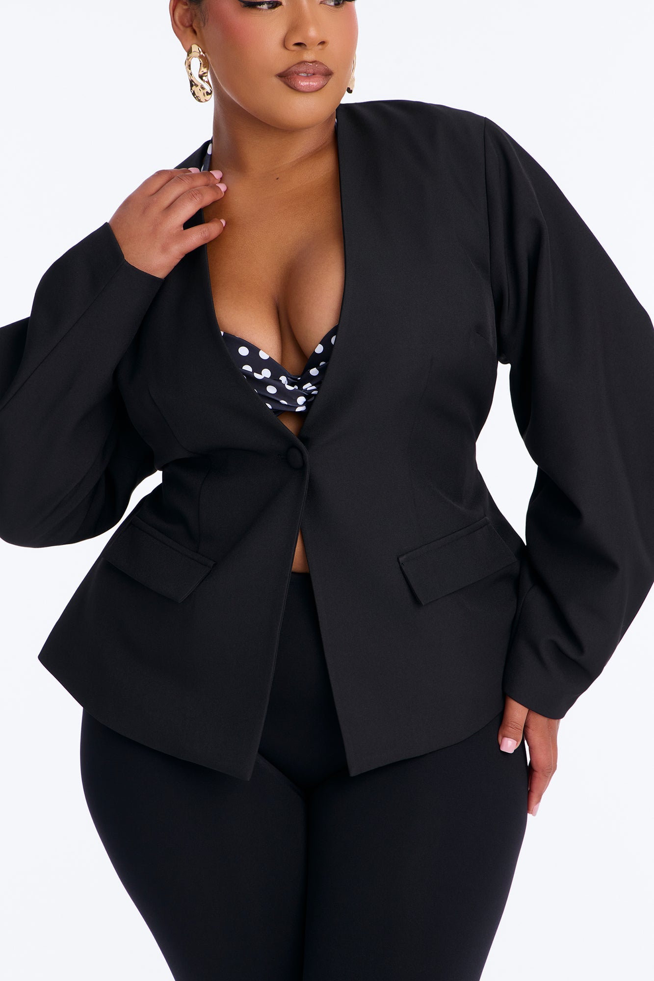 Mariella Barrel Sleeve Blazer - Black