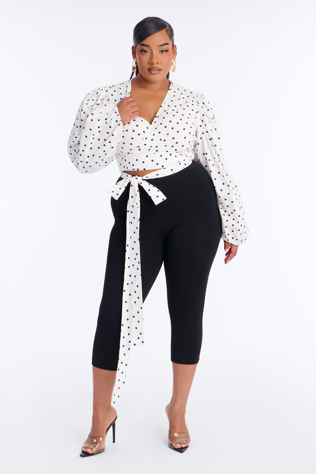 Scene Stealer Polka Dot Tie Waist Linen Top - White/combo